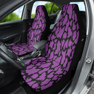 Abstract Purple Animal Print Car Seat Covers, Exotic Front 2pc Auto Accessories,