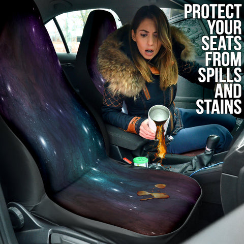 Image of Cosmic Purple Blue Nebula Galaxy Car Seat Covers, Space Theme Front Seat