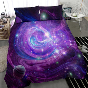 Purple Blue Planet Galaxy Bedding Coverlet, Printed Duvet Cover, Bed Room, Doona Cover, Dorm Room College, Twin Duvet Cover,Multi Colored