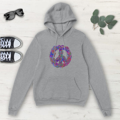 Image of Purple Blue Vine Swirl Peace Sign Classic Unisex Pullover Hoodie, Mens, Womens,