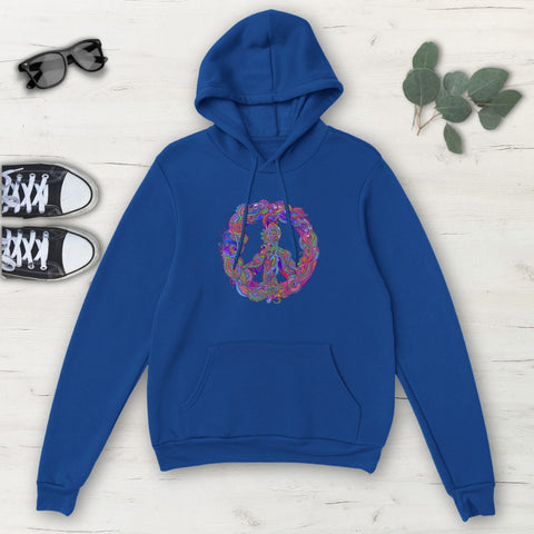 Image of Purple Blue Vine Swirl Peace Sign Classic Unisex Pullover Hoodie, Mens, Womens,