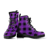 Purple Checkered: Women's Vegan Leather, Rainbow Boots, Winter Rain