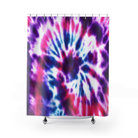 Image of Purple Colorful Tie Dye Multicolored Color Burst Shower Curtains, Water Proof