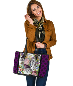 Purple Demask Floral Bird Tote Bag,Multi Colored,Bright,Psychedelic,Book Bag,Gift Bag,Leather Bag,Leather Tote Bag Women Bag,Everyday Bag