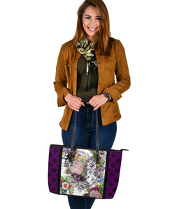 Purple Demask Floral Bird Tote Bag,Multi Colored,Bright,Psychedelic,Book Bag,Gift Bag,Leather Bag,Leather Tote Bag Women Bag,Everyday Bag