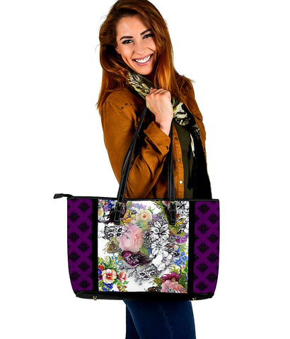 Image of Purple Demask Floral Bird Tote Bag,Multi Colored,Bright,Psychedelic,Book Bag,Gift Bag,Leather Bag,Leather Tote Bag Women Bag,Everyday Bag