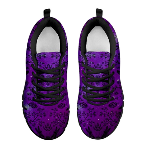 Image of Purple Dragonfly Floral Womens Sneakers, Top Shoes,Running Low Top Shoes, Athletic Sneakers,Kicks Sports Wear, Shoes,Training Shoes