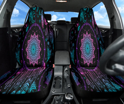 Image of Purple Dream Catcher Mandalas, Boho Car Seat Covers, Front Seat