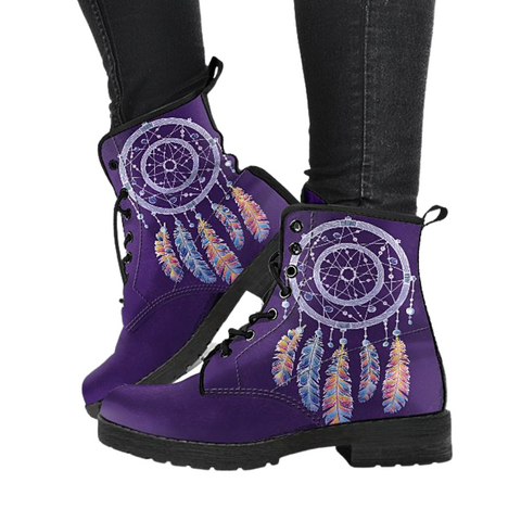 Image of Purple Dream Catcher, Women's Handcrafted Vegan Leather Boots, Stylish Leather