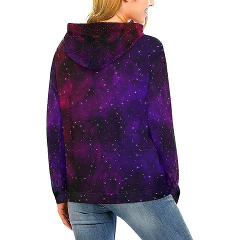 Image of Purple Galaxy 7 Chakra Yogi Womens Hoodie Fashion Wear,Fashion Clothes,Spiritual, Bright Colorful Hoodie