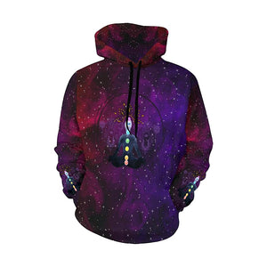 Purple Galaxy 7 Chakra Yogi Womens Hoodie Fashion Wear,Fashion Clothes,Spiritual, Bright Colorful Hoodie