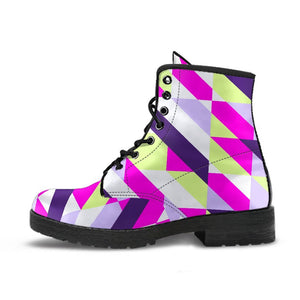 Purple Geometric Women's Boots: Vegan Leather, Handcrafted Ankle Boots, Festival