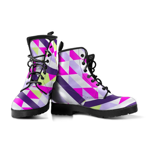 Image of Purple Geometric Women's Boots: Vegan Leather, Handcrafted Ankle Boots, Festival