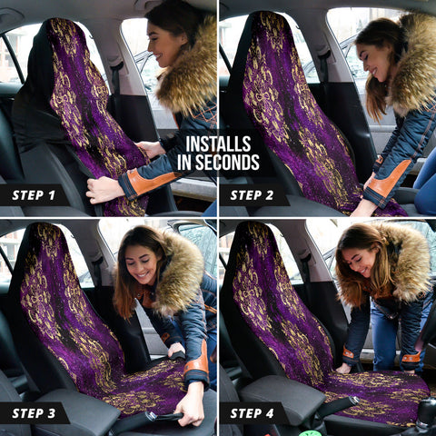 Image of Mandala Space Gold Purple Car Seat Covers, Mystical Front Seat Protectors, 2pc