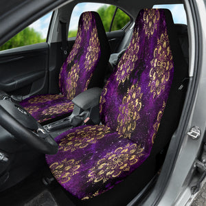 Mandala Space Gold Purple Car Seat Covers, Mystical Front Seat Protectors, 2pc