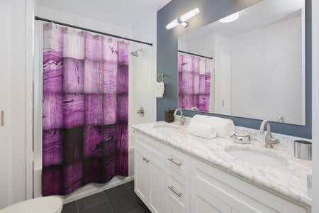 Purple Gradient Color Block Squares Abstract Shower Curtains, Water Proof Bath