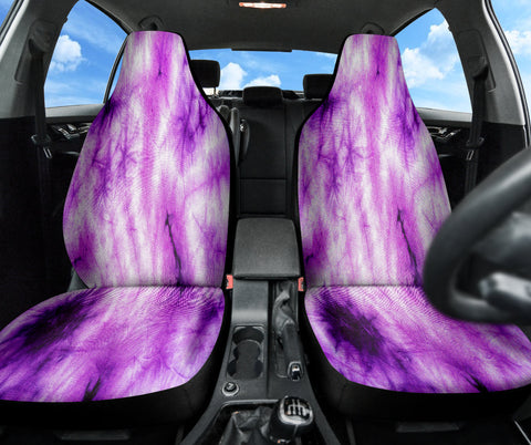 Image of Tie Dye Grunge Purple Abstract Car Seat Covers, Retro Front Seat Protectors, 2pc