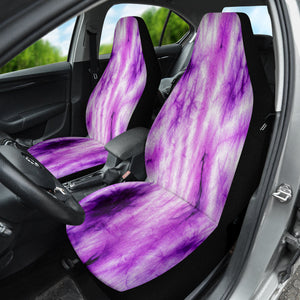 Tie Dye Grunge Purple Abstract Car Seat Covers, Retro Front Seat Protectors, 2pc