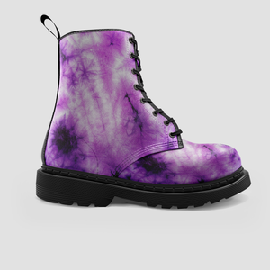 Abstract Art Wo's Boots , Purple Grunge Tie Dye , Chic Vegan Footwear ,