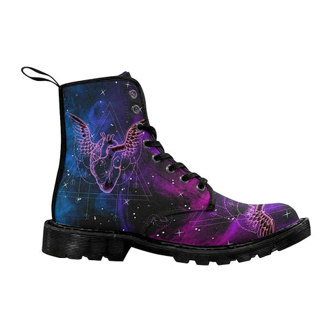 Image of Purple Heart With Wings Womens Boot Combat Style Boots, , Custom Boots,Boho Chic Boots