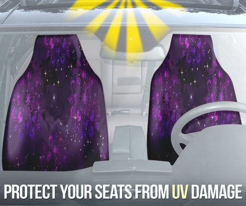 Image of Purple Mandalas Car Seat Covers, Front Seat Protectors, 2pc Auto