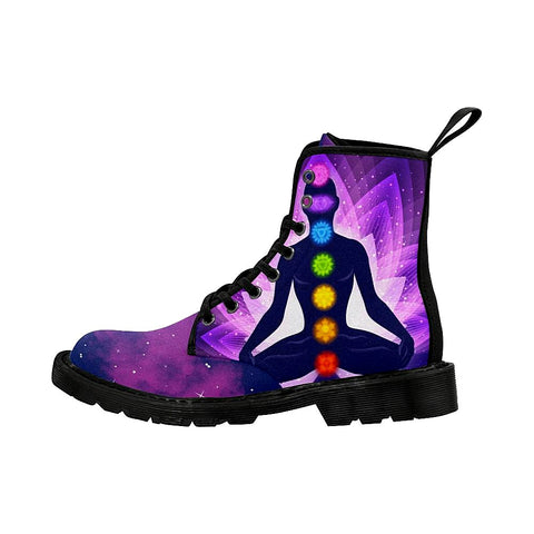 Image of Purple Meditating Yogi Womens Boot Combat Style Boots, Lolita Combat Boots,Hand Crafted