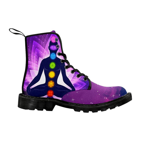 Image of Purple Meditating Yogi Womens Boot Combat Style Boots, Lolita Combat Boots,Hand Crafted