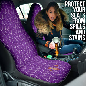 Purple Mermaid Scales Car Seat Covers, Oceanic Front Seat Protectors, 2pc Car