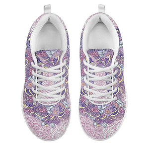Purple Multicolored Flower Casual Shoes, Kids Shoes, Custom Shoes, Colorful,Artist Shoes,Running Low Top Shoes, Shoes,Training Shoes, Womens