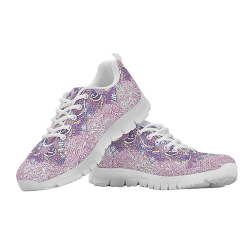 Image of Purple Multicolored Flower Casual Shoes, Kids Shoes, Custom Shoes, Colorful,Artist Shoes,Running Low Top Shoes, Shoes,Training Shoes, Womens