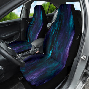Abstract Purple Nebula Green Car Seat Covers, Personalized Cosmic Front