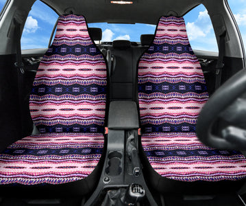 Persian Ethnic Purple Aztec Car Seat Covers, Bohemian Front Seat Protectors, 2pc