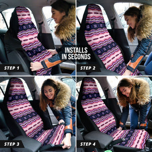 Persian Ethnic Purple Aztec Car Seat Covers, Bohemian Front Seat Protectors, 2pc