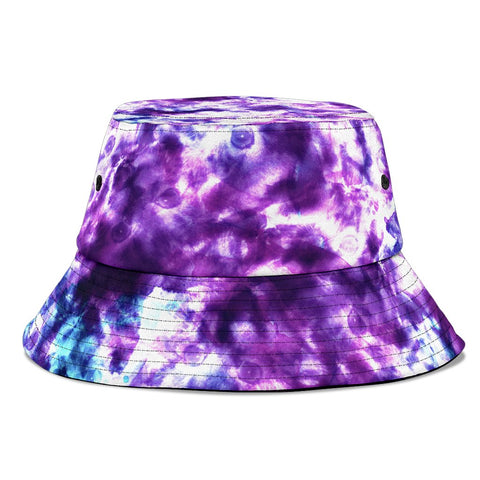 Image of Purple Blue Muliticolored Tie Dye, Breathable Head Gear, Sun Block, Fishing Hat,