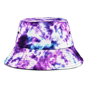 Purple Blue Muliticolored Tie Dye, Breathable Head Gear, Sun Block, Fishing Hat,