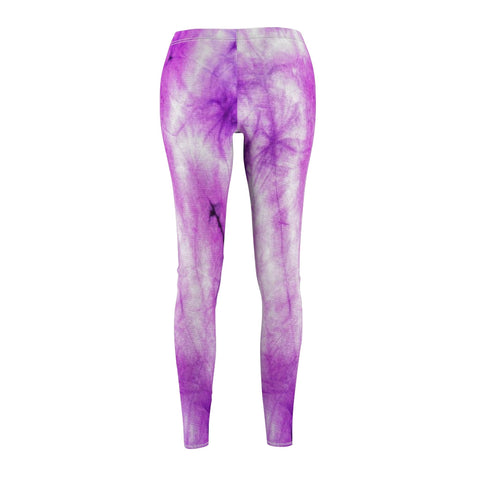 Image of Purple Tie Dye Women's Cut & Sew Casual Leggings, Yoga Pants, Polyester Spandex