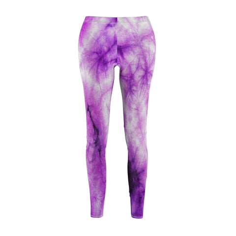 Image of Purple Tie Dye Women's Cut & Sew Casual Leggings, Yoga Pants, Polyester Spandex