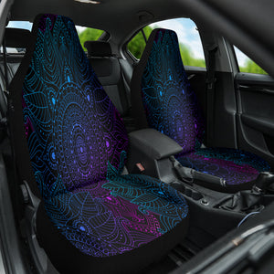 Arabesque Mandala Purple Tiel Floral Car Seat Covers, Bohemian Front