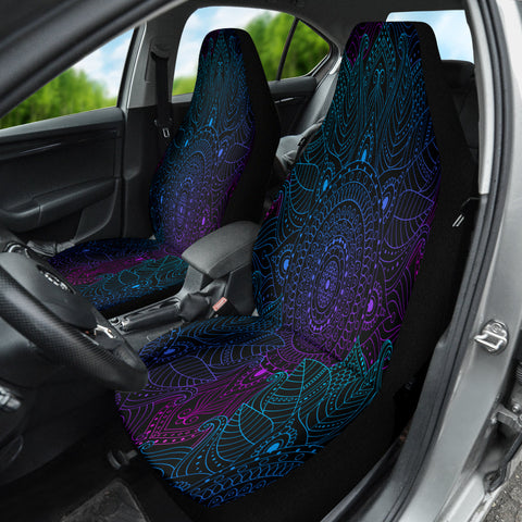 Image of Arabesque Mandala Purple Tiel Floral Car Seat Covers, Bohemian Front