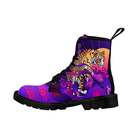 Image of Purple Tiger Womens Boots, Custom Boots,Boho Chic Boots,Spiritual ,Comfortable Boots,Decor Womens Boots