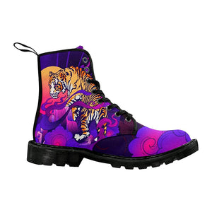 Purple Tiger Womens Boots, Custom Boots,Boho Chic Boots,Spiritual ,Comfortable Boots,Decor Womens Boots