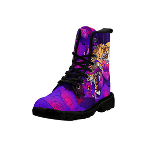 Purple Tiger Womens Boots, Custom Boots,Boho Chic Boots,Spiritual ,Comfortable Boots,Decor Womens Boots