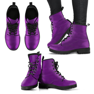 Purple Women's Vegan Leather Boots, Handcrafted Mandala Design, Hippie Spiritual