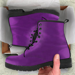 Purple Women's Vegan Leather Boots, Handcrafted Mandala Design, Hippie Spiritual
