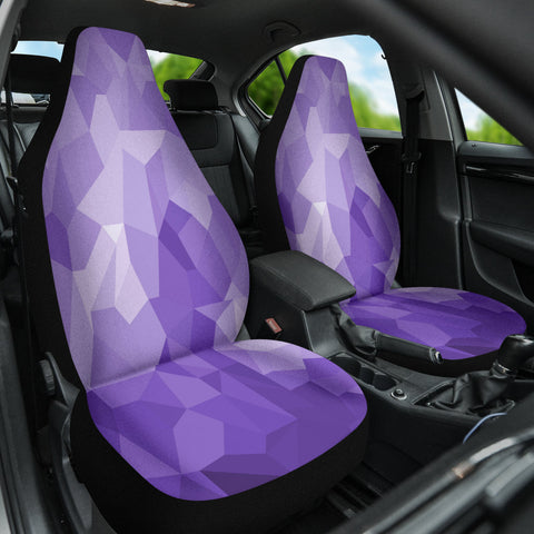 Image of Purple Abstract Geometric Car Seat Covers, Modern Front Seat Protectors, 2pc Car