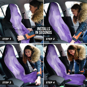 Purple Abstract Geometric Car Seat Covers, Modern Front Seat Protectors, 2pc Car