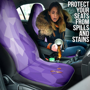 Purple Abstract Geometric Car Seat Covers, Modern Front Seat Protectors, 2pc Car