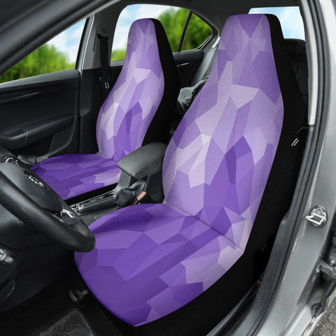 Image of Purple Abstract Geometric Car Seat Covers, Modern Front Seat Protectors, 2pc Car