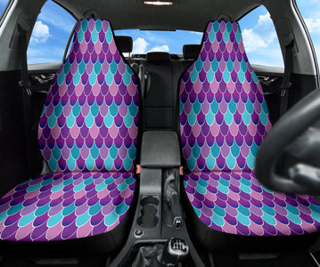 Mermaid Skin Purple Blue Car Seat Covers, Mystical Front Seat Protectors, 2pc