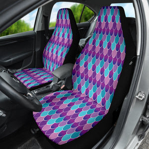 Mermaid Skin Purple Blue Car Seat Covers, Mystical Front Seat Protectors, 2pc